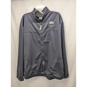 Olympic Committee Full Zip Jacket 2XL Black US Team Warm Up Track Made in USA